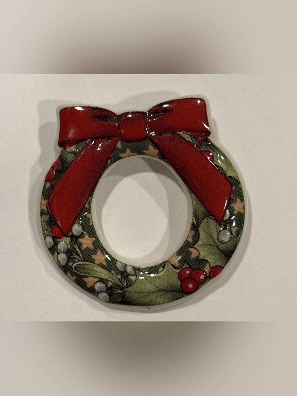 Vintage Spode Christmas Tree Wreath Pin Brooch